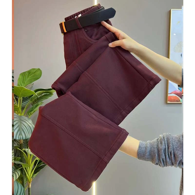 裁剪好比例~百搭复古直筒高腰显瘦阔腿九分牛仔裤宽松休闲裤女