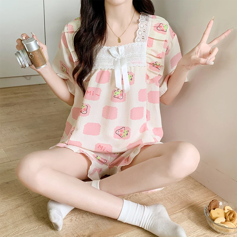 睡衣女夏季短袖套装新款薄款女士学生可外出公主风网红家居服夏天