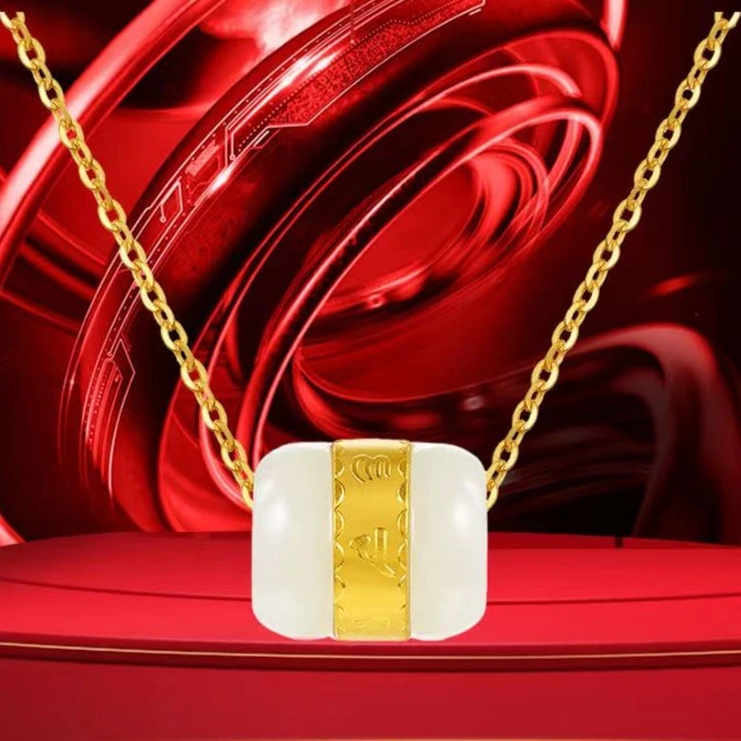 [足金999] 气质路路通项链百搭吊坠[一物一证+赠链]