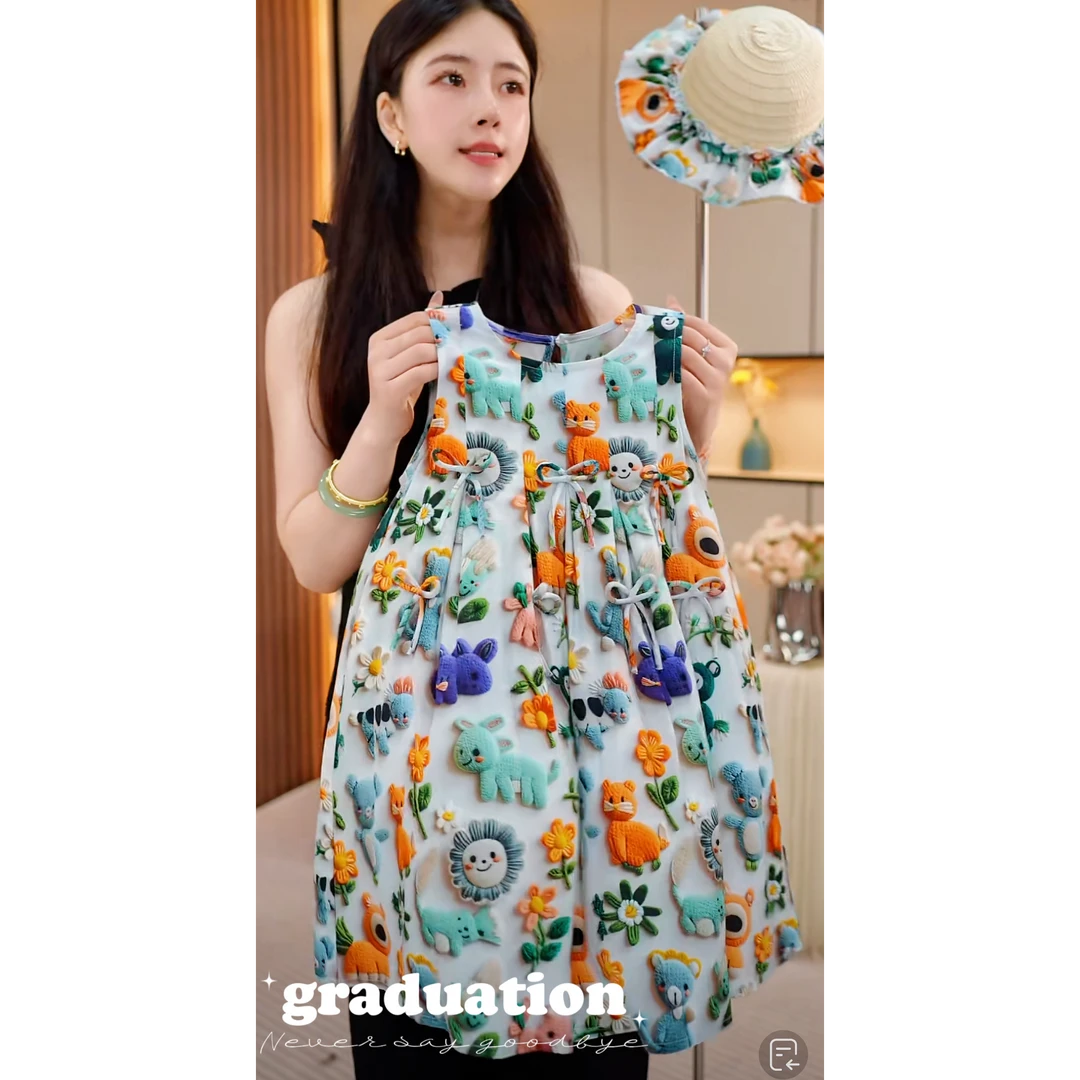 现货-【动物乐园】旅游外出打卡女童连衣裙2025新款洋气夏款裙子