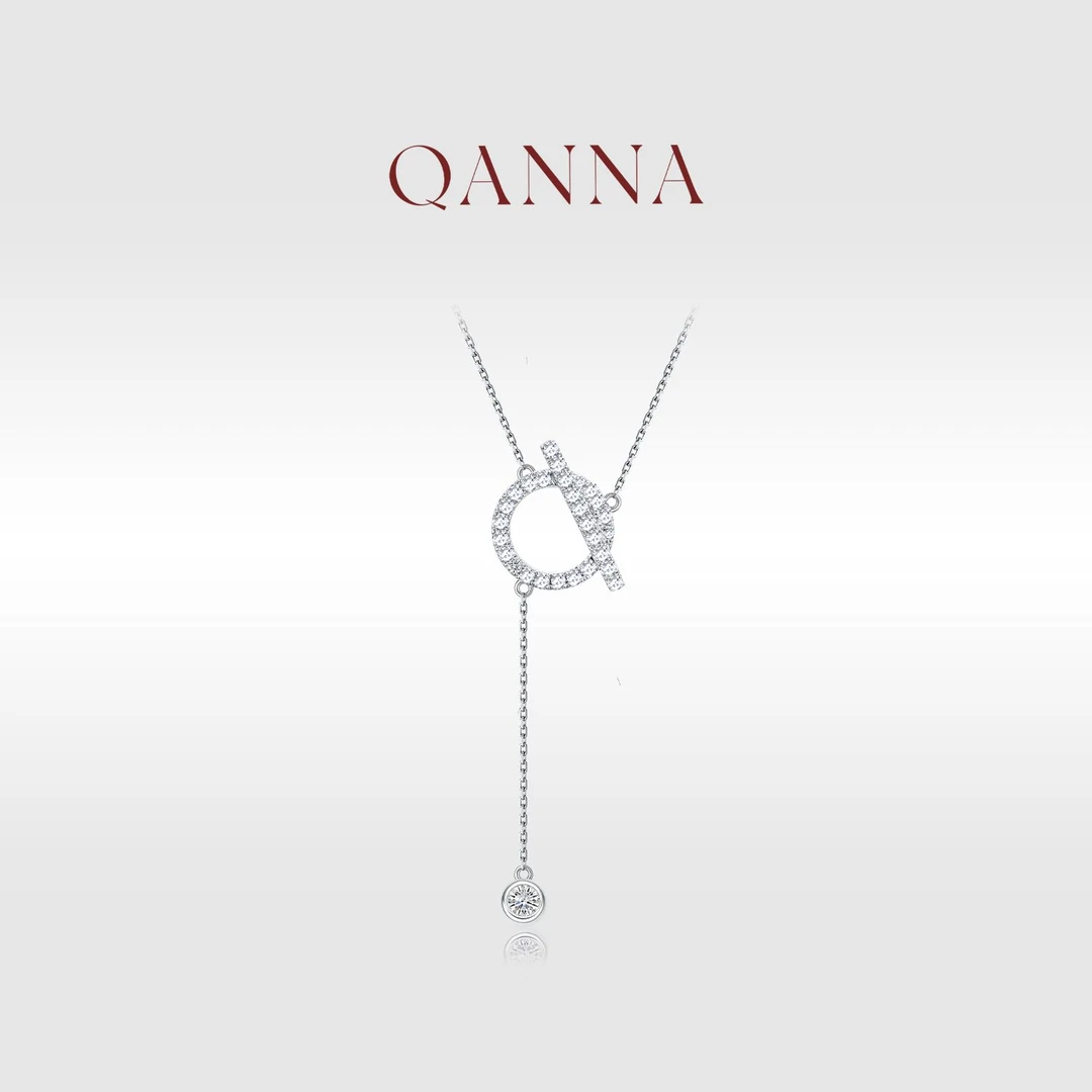 QANNA【流苏猪鼻子项链】18K金时尚小众钻石锁骨链AF