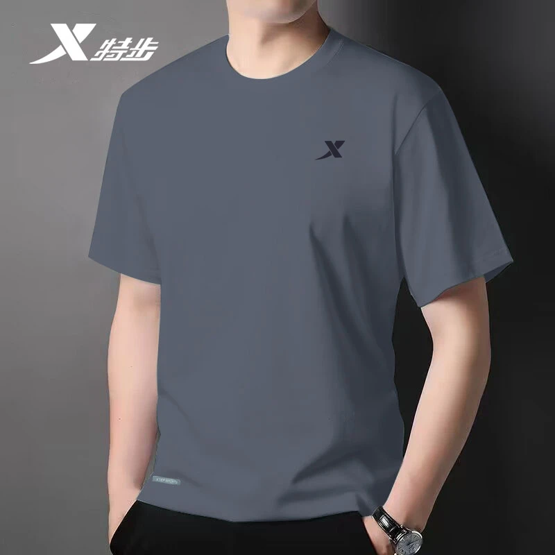 特步冰丝短袖t恤男速干衣夏季透气运动上衣半袖圆领薄款健身服短T