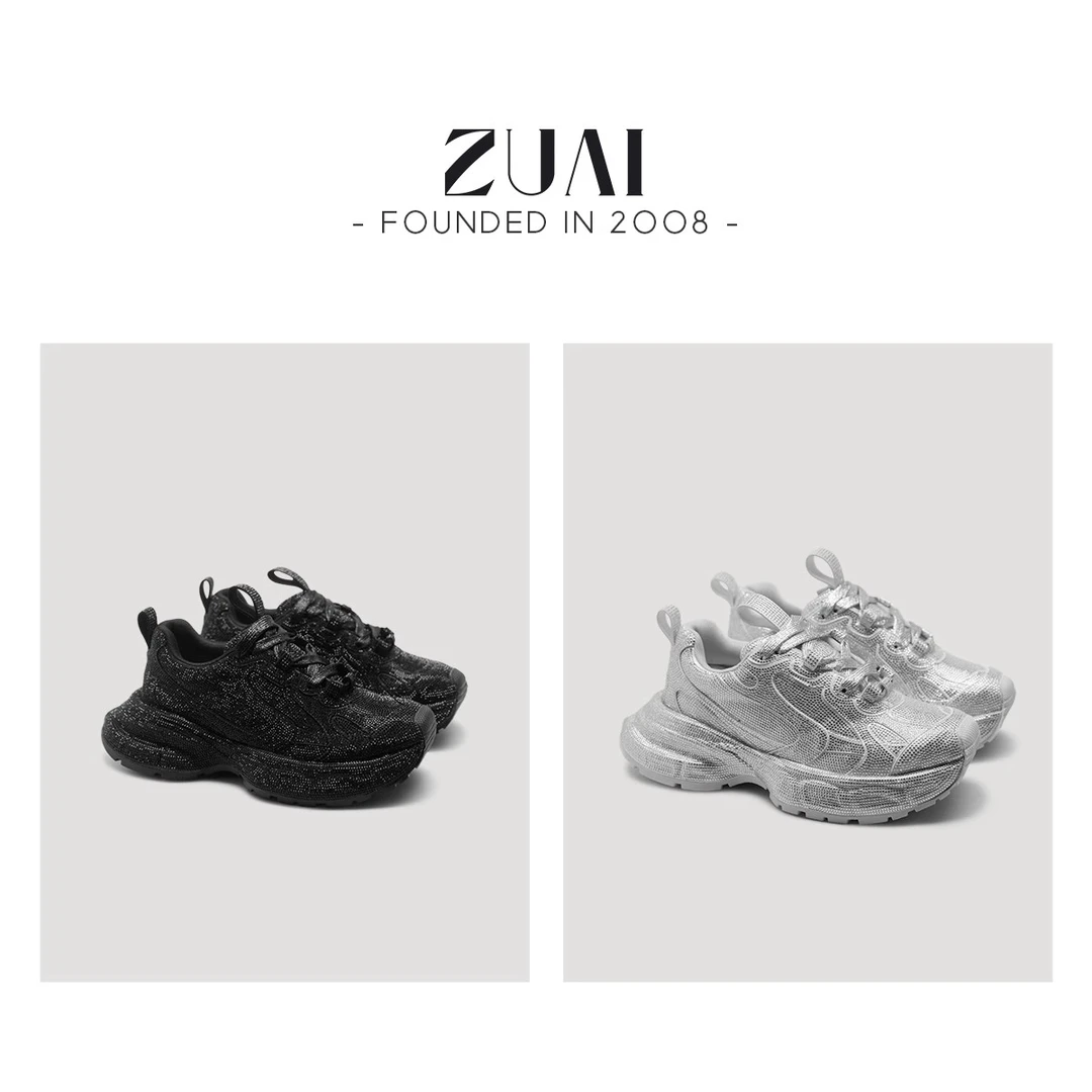【满天星老爹鞋】厚底松糕满钻水钻透气羊皮垫脚减震鞋 24ZUAI211