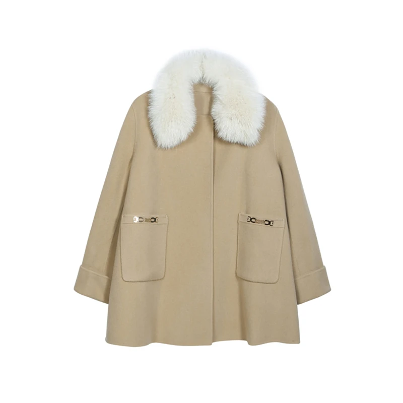 L063优雅翻领双面呢大衣