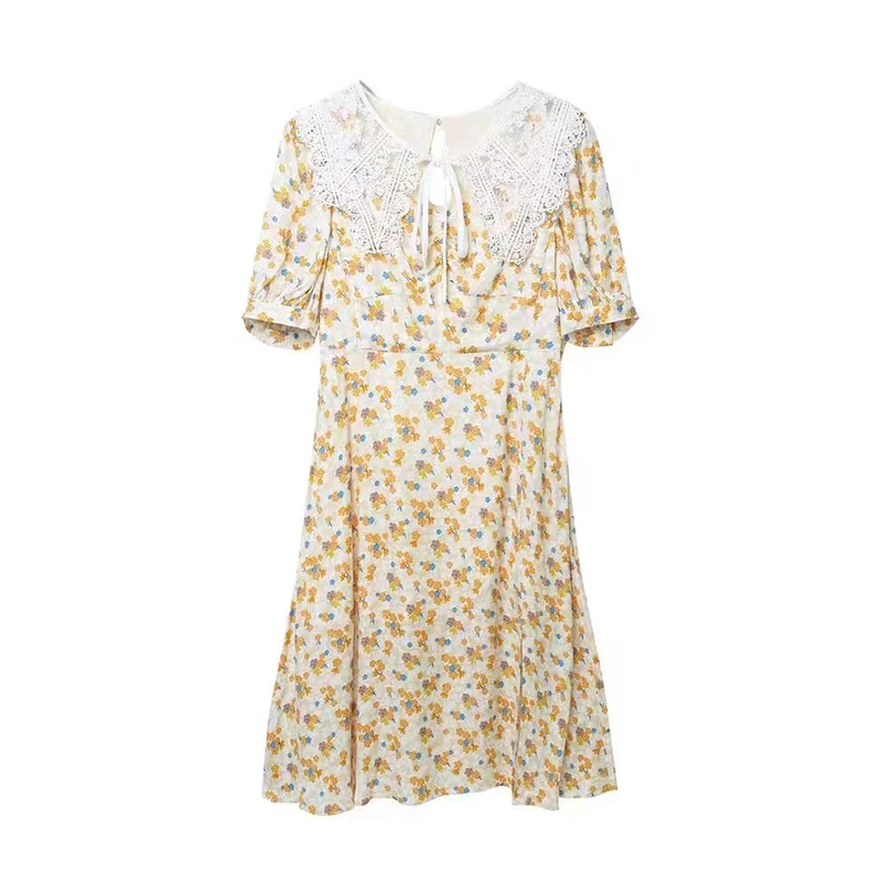 L574花瓣领碎花连衣裙A1