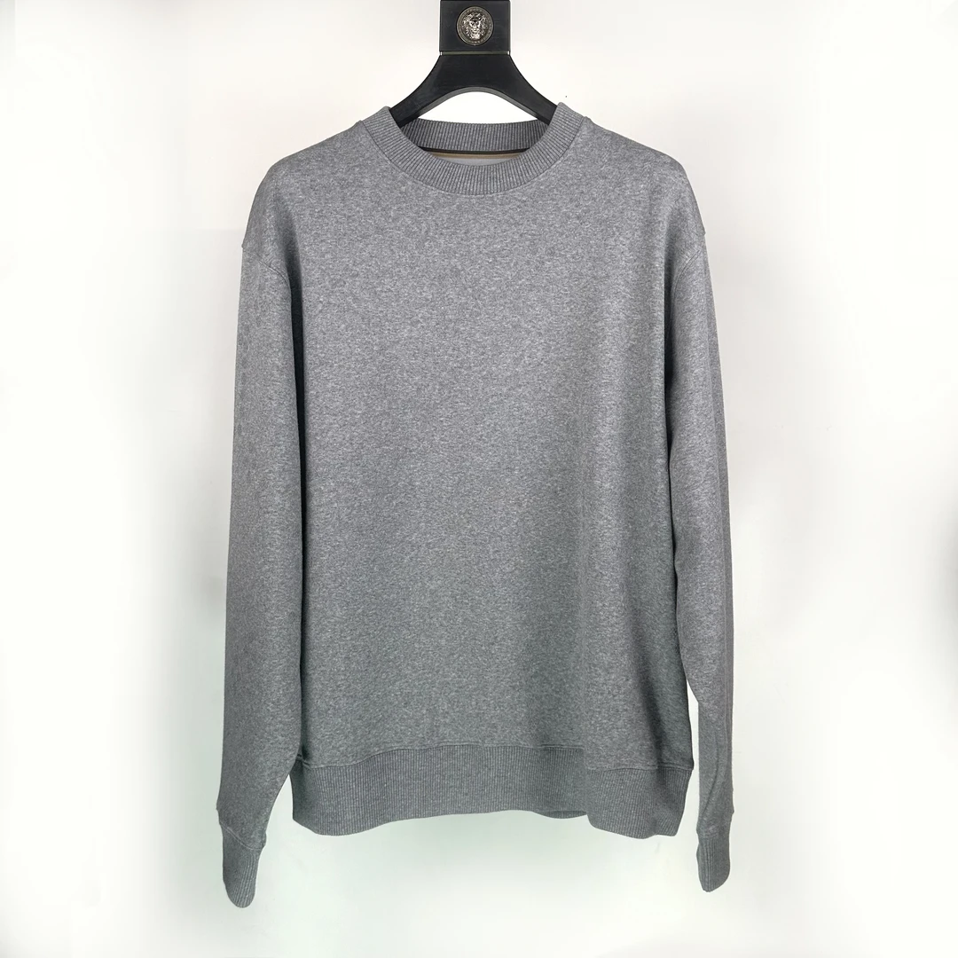 景一秋冬男士海岛棉加厚磨毛保暖纯色提花休闲灰色圆领长袖卫衣