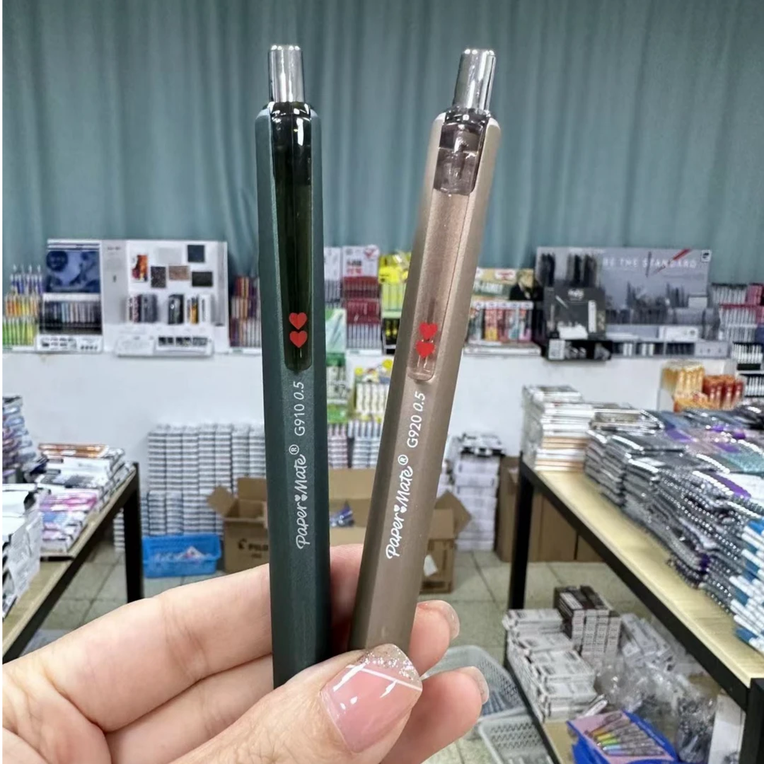 657 【2支】缤乐美G910金属杆心心中性笔0.5顺滑浓墨 微瑕 介意勿拍