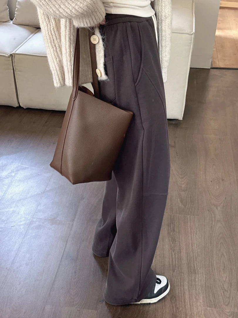 【高定/镰刀裤】冬季加绒阔腿裤子女生宽松高腰百搭加绒加厚休闲裤