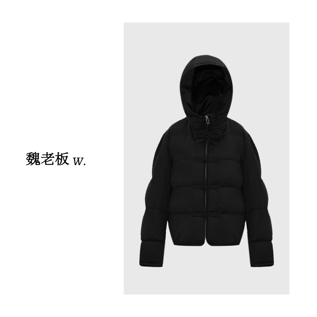 W.Diva【诗语江南】早春桑蚕丝鹅绒新中式盘扣连帽羽绒服4CDMZ0530
