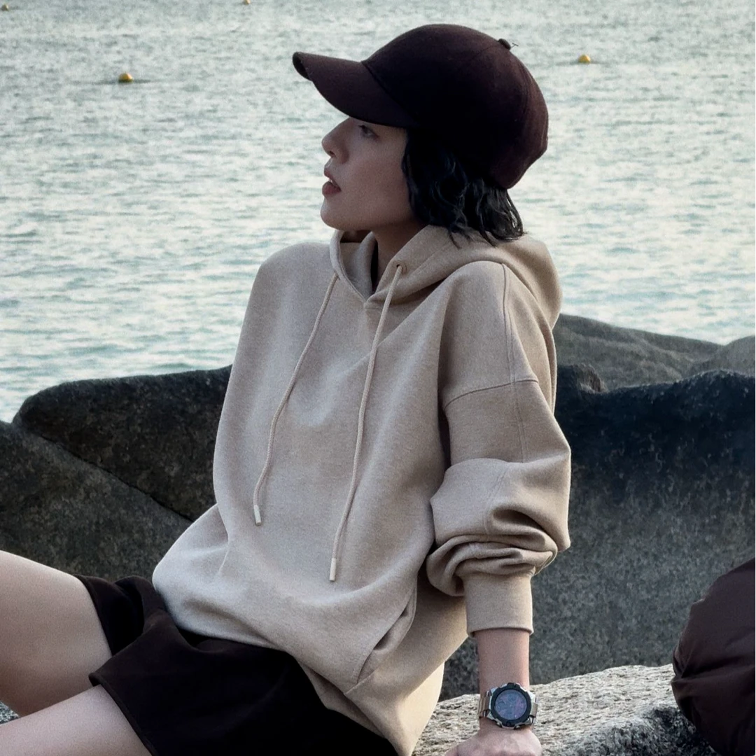 W.Diva【沉醉】春季宽松版型舒适慵懒风百搭休闲连帽卫衣3T23WB032