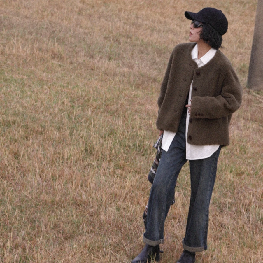 W.Diva【心意】春季西班牙进口美丽奴皮毛一体柔糯大衣4C2956478