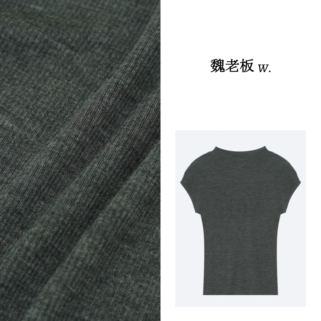 W.Diva【水中花】春季100羊毛无缝一体百搭修身无袖背心2T27B0622