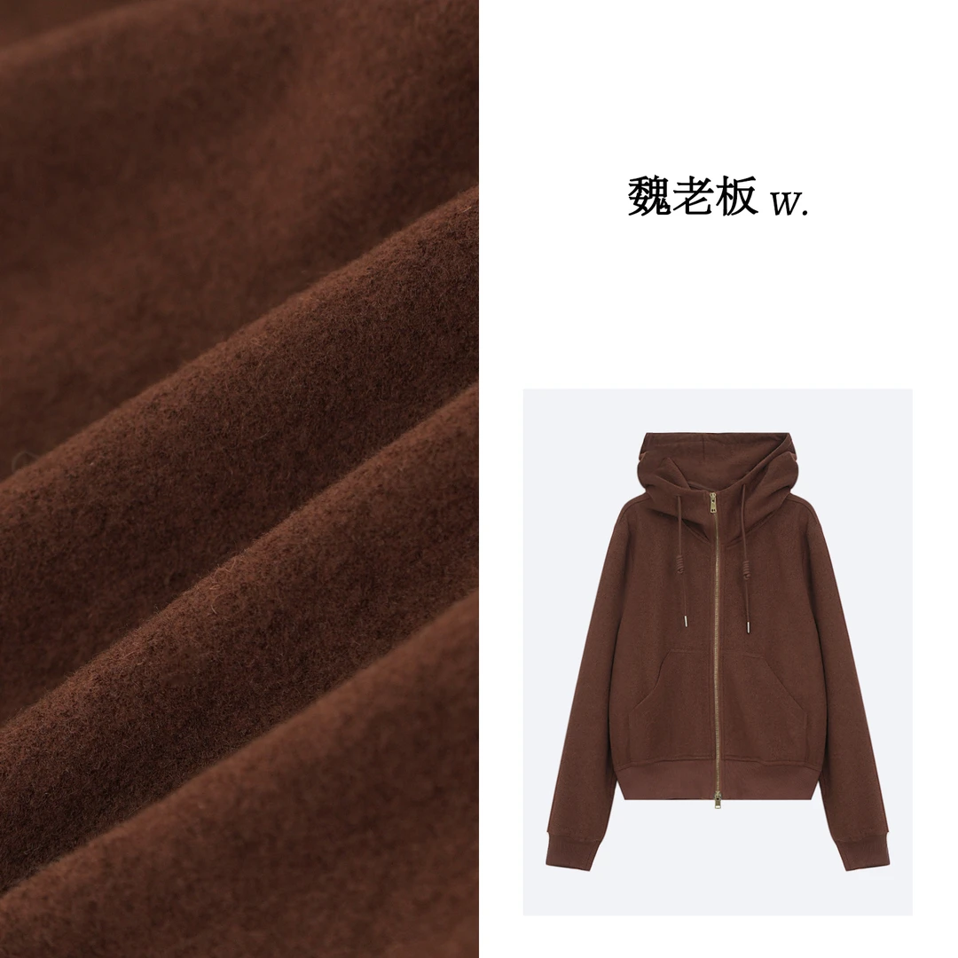 W.Diva【来仪】早春精密米粒针织时尚百搭针织短款卫衣3C23304RZ