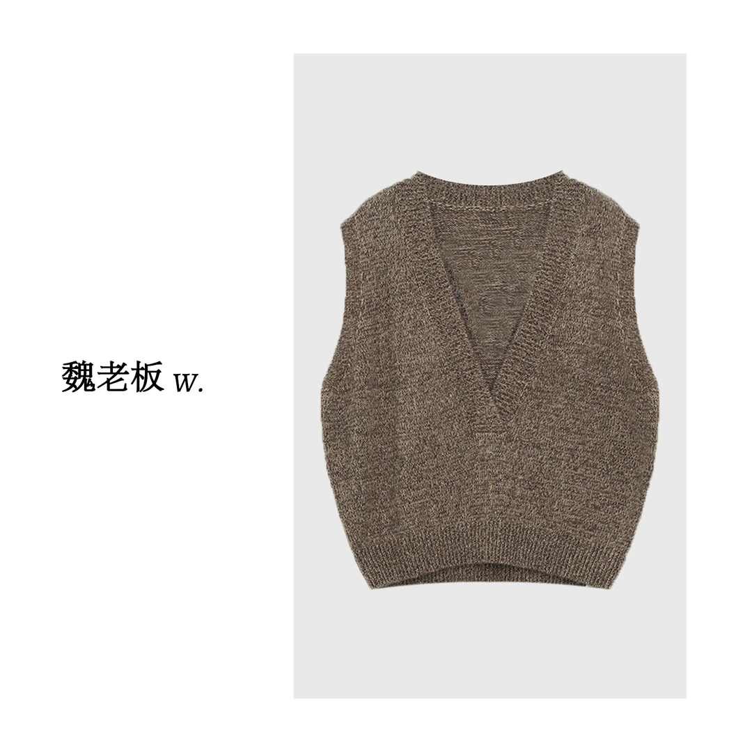 W.Diva【桃花源】春季羊绒绵羊毛莱赛尔轻盈少女感V领背心3Z0424796
