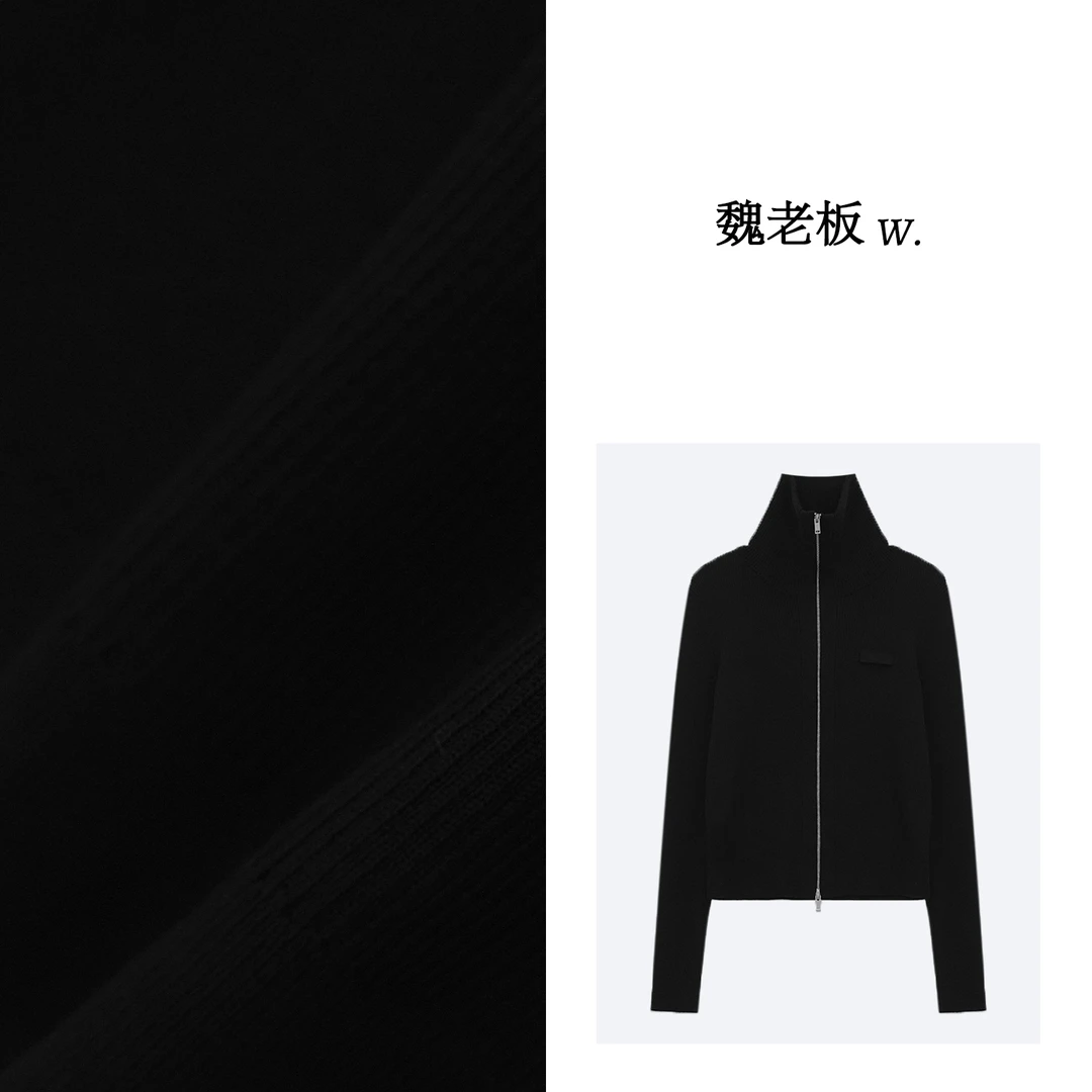 W.Diva【相伴】早春100绵羊毛高领双拉链休闲百搭针织开衫1ZDMA3150