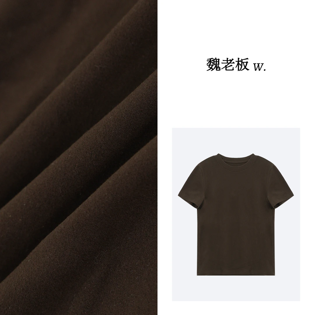 W.Diva【顺意】春季简约时尚纯色休闲宽松百搭圆领短袖T恤3T0212170