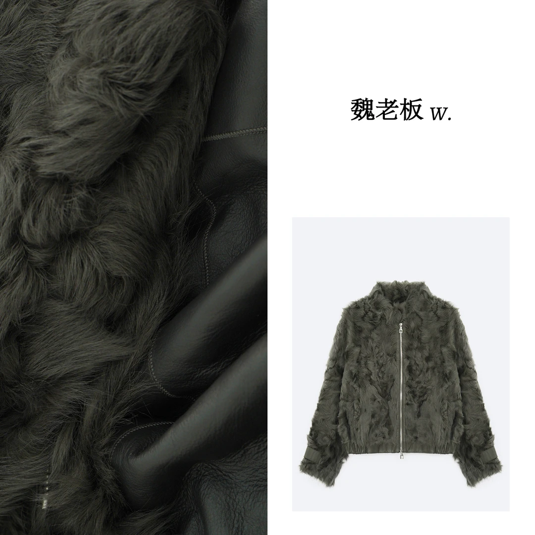 W.Diva【波斯】早春小湖羊皮草系列时尚贵气皮毛一体外套4C2623102