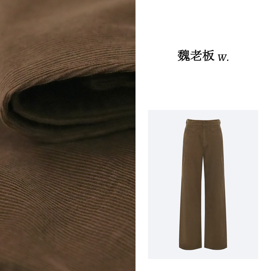 W.Diva【记念】春季时尚日常通勤百搭款灯芯绒直筒休闲裤4KDM28070
