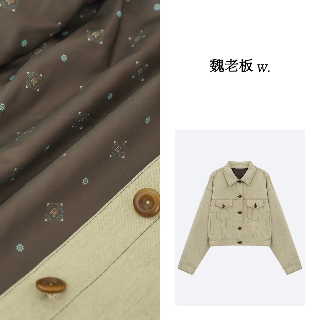 W.Diva【理想家】雨露亚麻明线休闲夹克外套3C23178RS