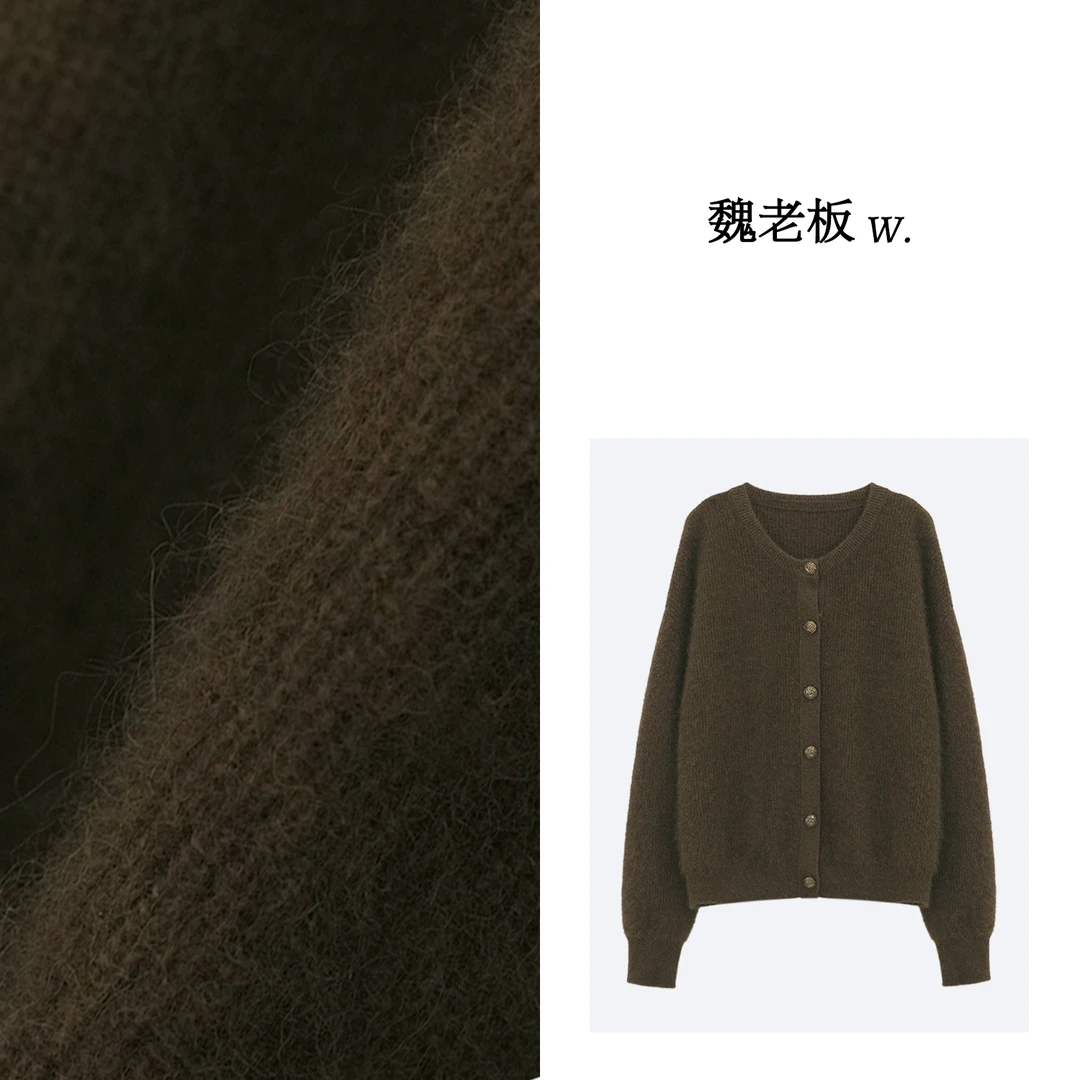 W.Diva【钱多多】春季绵羊毛排扣设计时尚百搭款针织开衫4Z2612260