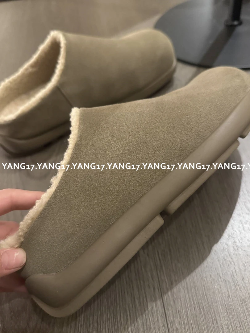 杨十七  牛皮小土豆厚底保暖真皮羊羔毛博肯拖鞋女外穿