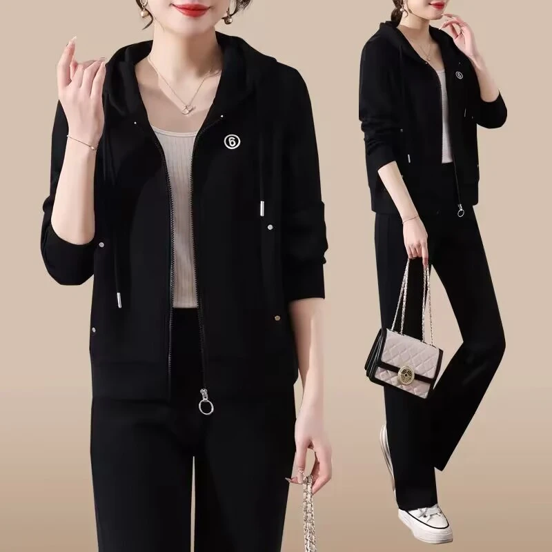 200斤胖mm休闲套装女士春秋季大码显瘦洋气质妈妈装运动服两件套