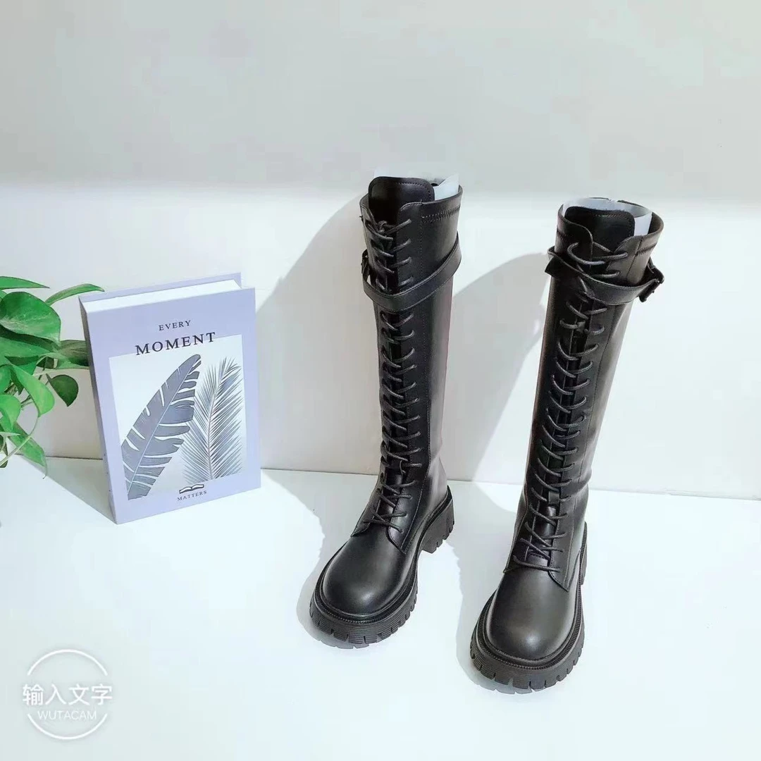秋季新款时尚百搭厚底圆跟长筒时装靴0578C（加绒）
