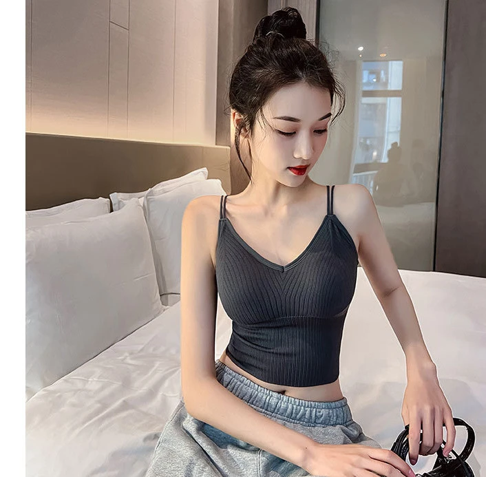 2025秋新款无钢圈聚拢内衣性感美背交叉款运动裹胸吊带背心女