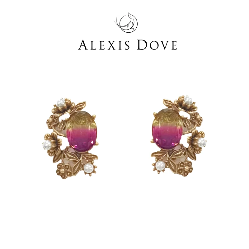 铜合金合成锆石耳饰 时尚簇拥镂空花朵耳拍V