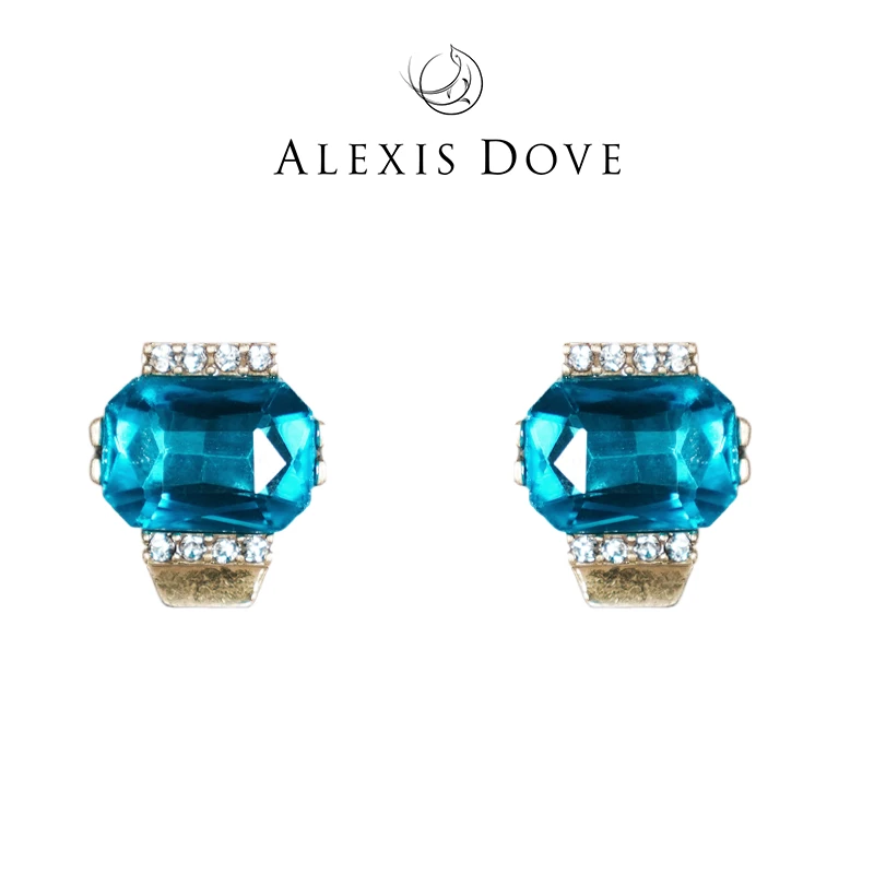 铜合金合成锆石耳饰 时尚百搭立体小方糖耳拍VI