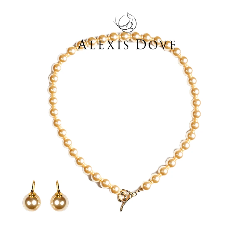 铜合金仿珍珠耳饰 复古百搭设计感奢华小香风珠珠套装V乐亿