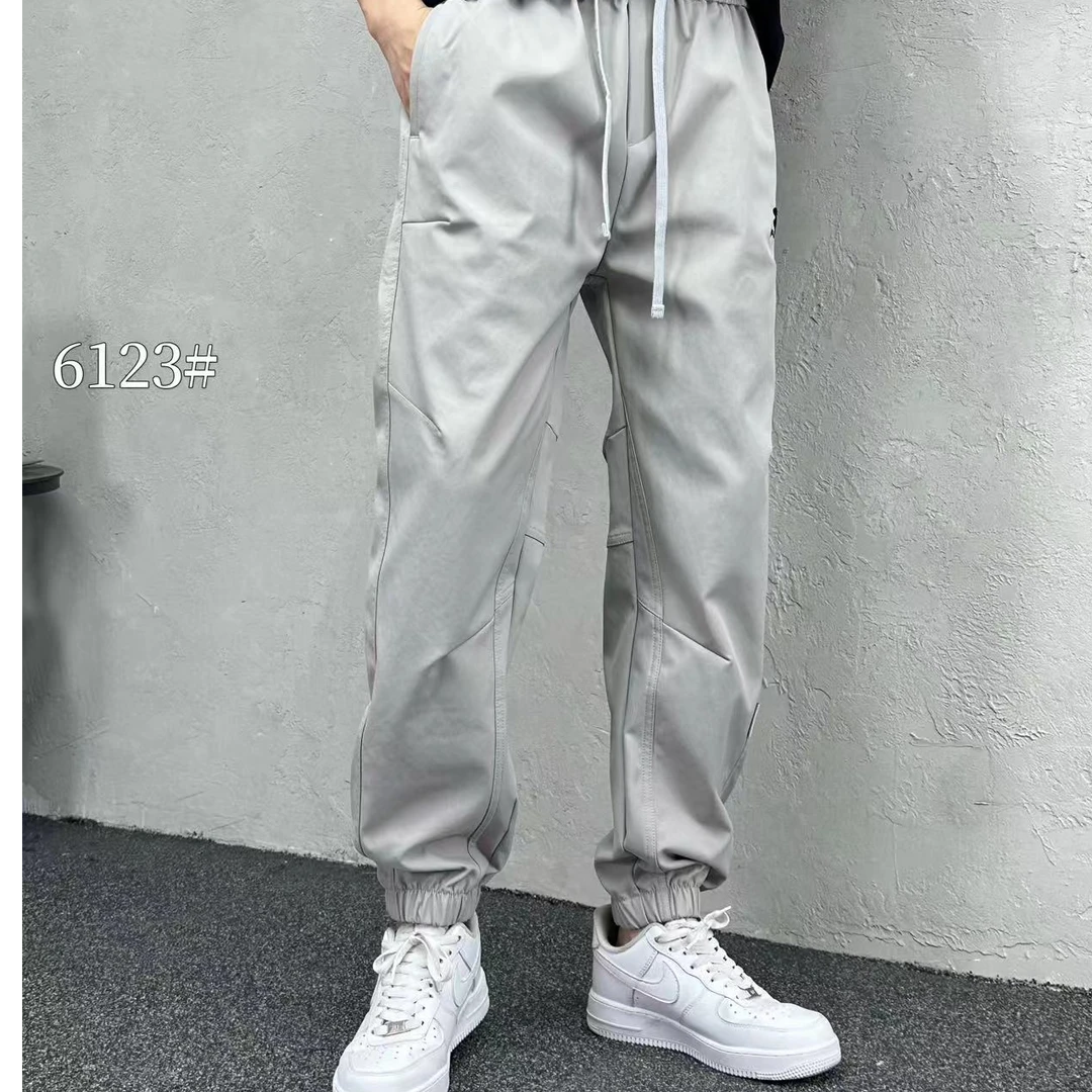 6123#刺绣质感高级感痞帅工装裤男士休闲裤秋季阔腿束脚裤子