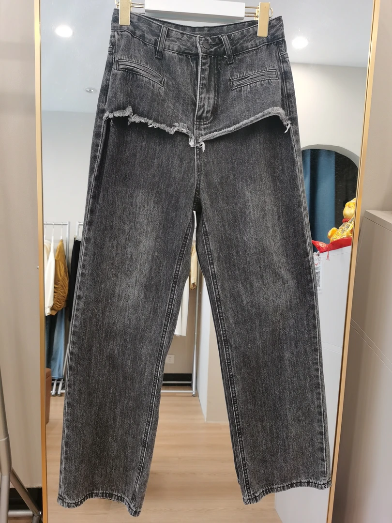 品牌云裳直筒百搭牛仔裤裤子女