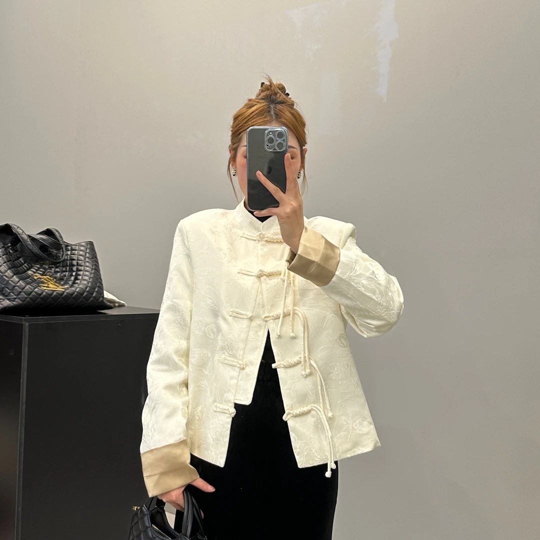 春装新款新中式国潮风拼接国风短款立领加厚时尚百搭短外套