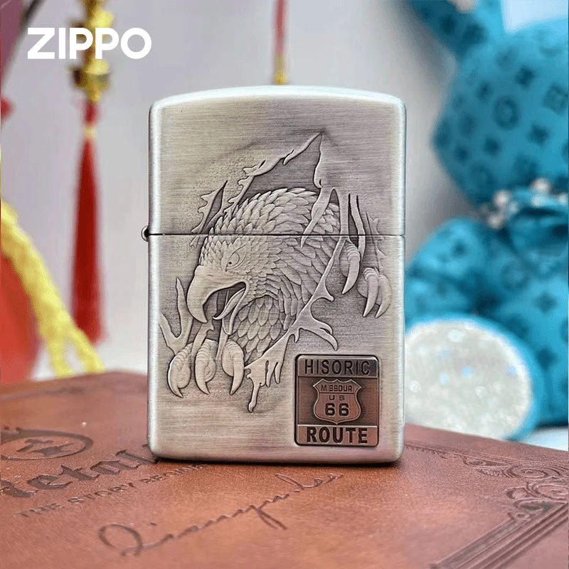 ZIPPO打火机【火雀优选】千语3D浮雕162熏银66号公路鹰DY9810FD