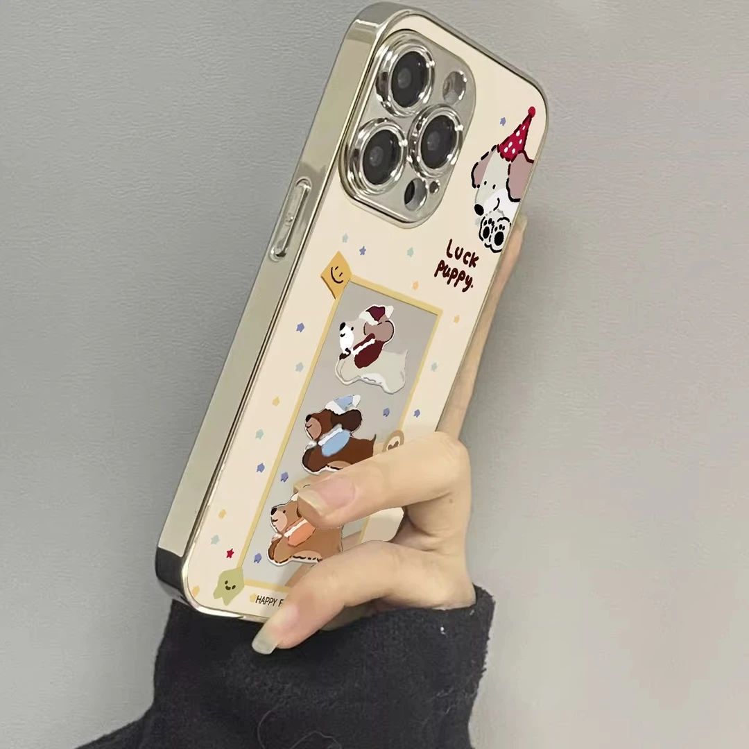 星星小狗适用苹果16promax手机壳15简约14电镀硅胶13全包12新款11