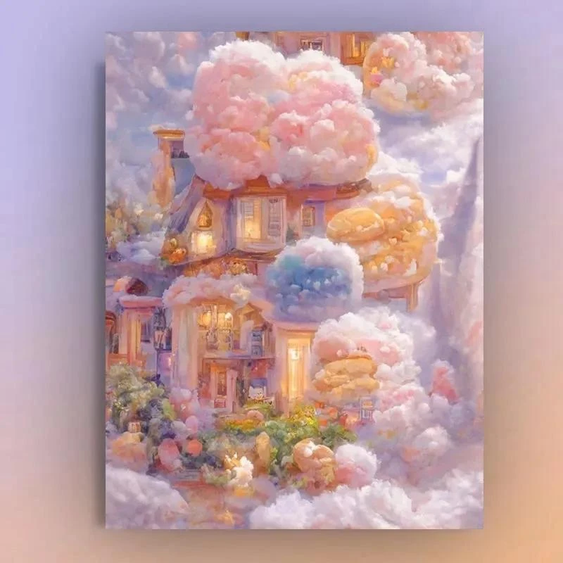 『填色画』解压客厅画沙发背景画丙烯画零基础油画DIY数字油画手