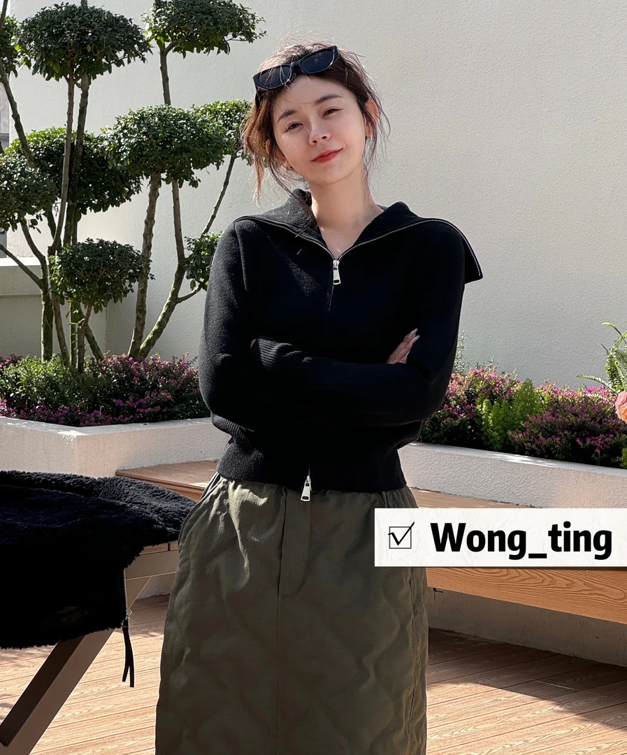 【W_ting】冬款小众设计师两色大翻领羊毛拉链开衫11291