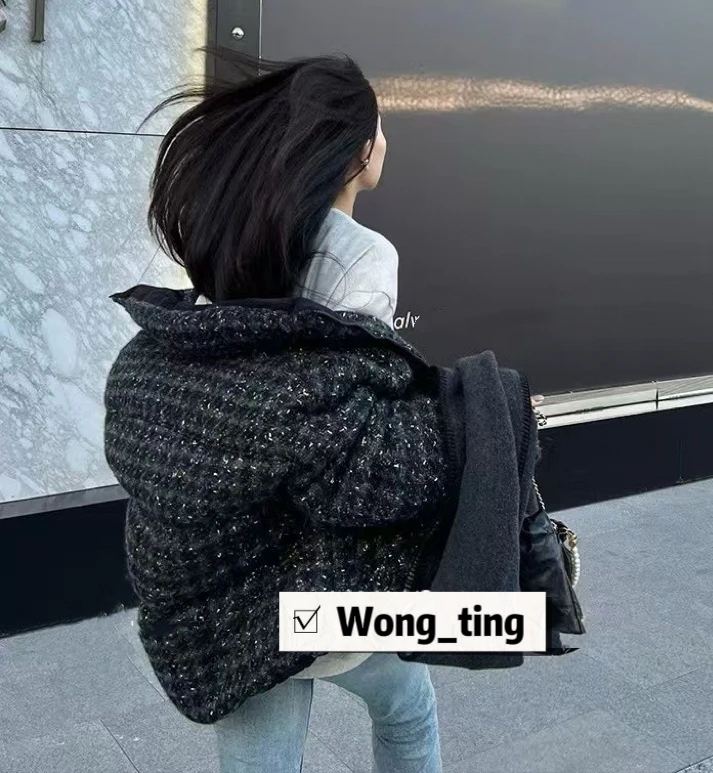 【W_ting】秋冬款小众设计师飞红点墨两色羽绒服外套11275