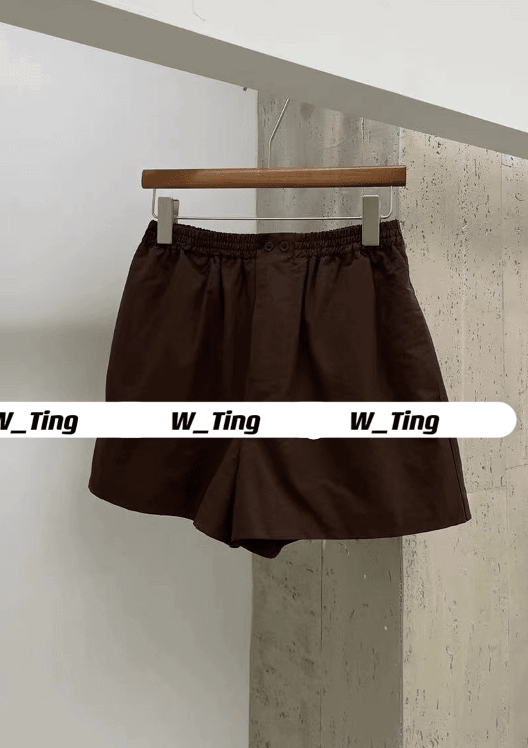 【W-Ting】夏季新款小众设计师两色松紧腰短裤81305