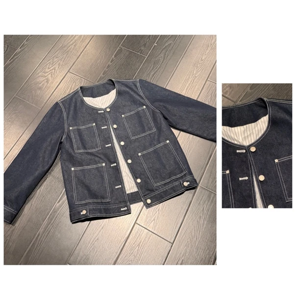 【T_Wong】2024秋款新款小众款贝尔马 牛仔外套1838