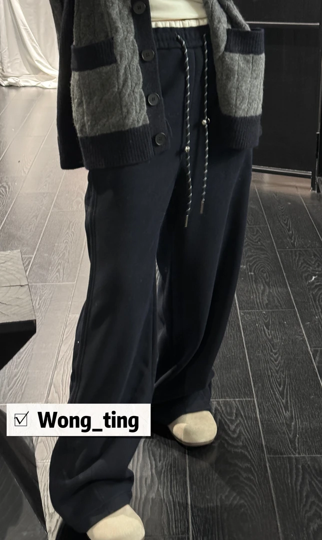 【Wong_T】新款小众设计师三色腰间拼色加厚卫裤直筒休闲裤82496