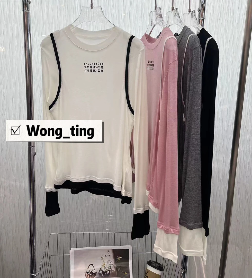 【W- Ting】早秋新款小众设计师四色数字长袖T恤081904