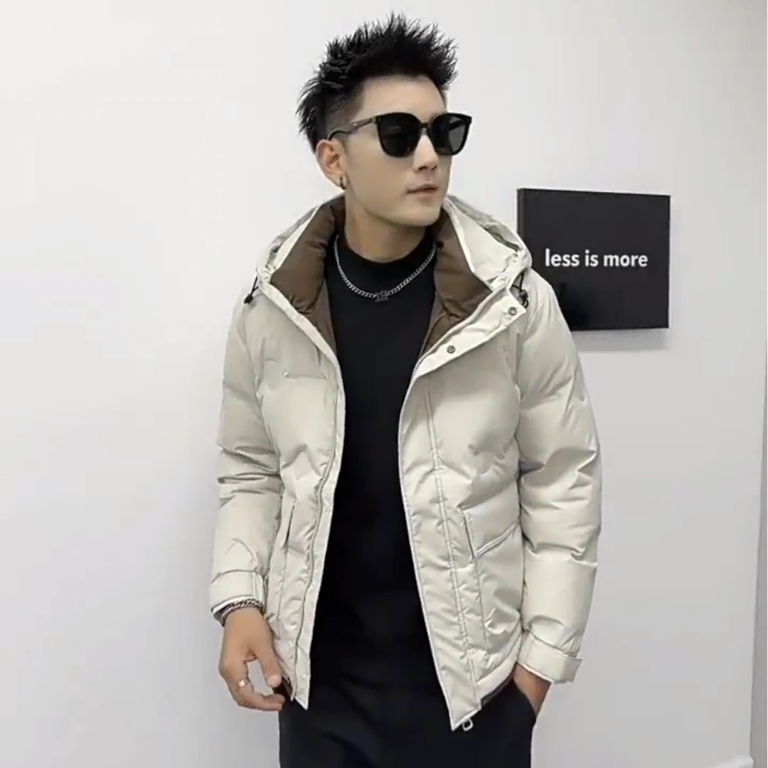 男士冬季新款连帽外套休闲时尚加厚百搭外套659