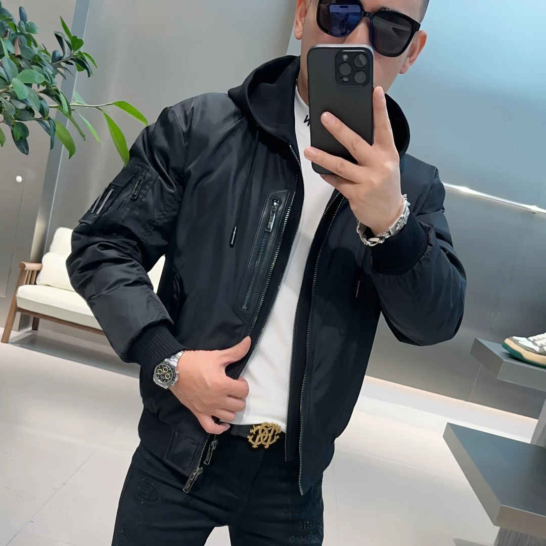 【VG轻奢】冬季新款高端绵羊皮拼接带帽羽绒服8306