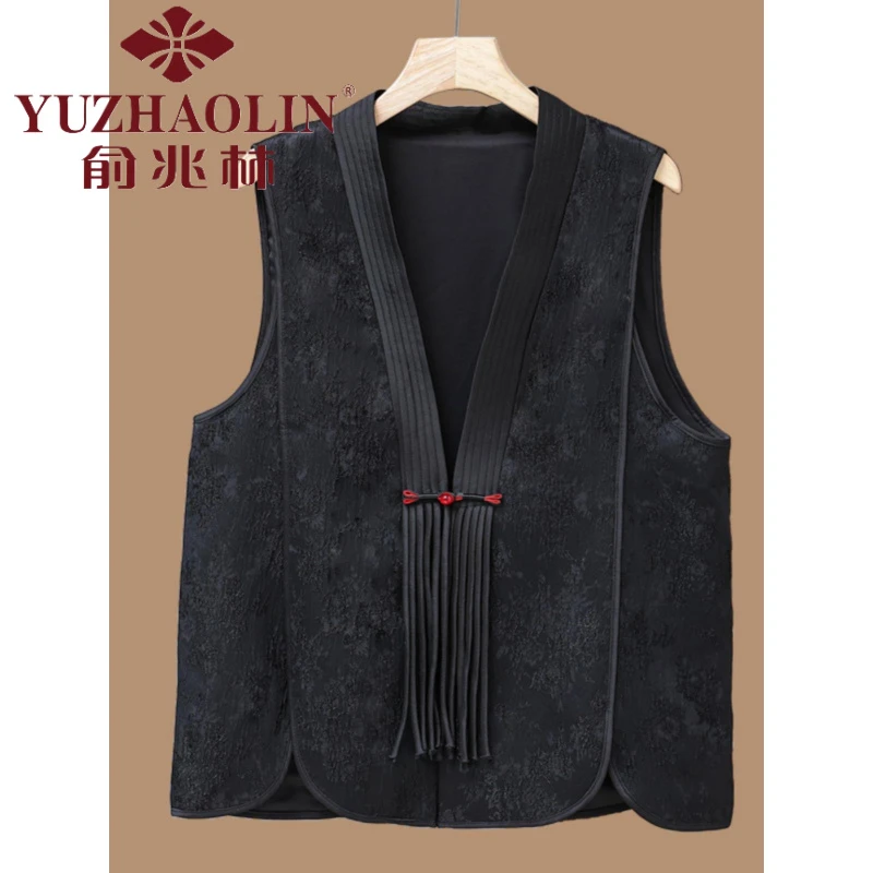 俞兆林妈妈春装马甲2024新中式国风中老年女装唐装背心复古盘扣坎