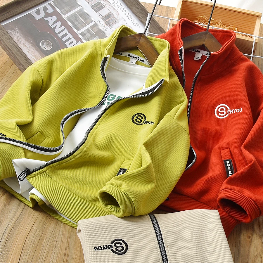 儿童秋季立领外套2024新款外套韩版儿童时髦休闲春秋百搭潮6004