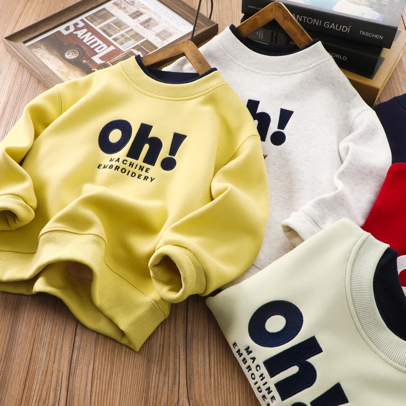 儿童蚕丝羊毛卫衣秋冬款男童女童2024新款圆领上衣长袖6106