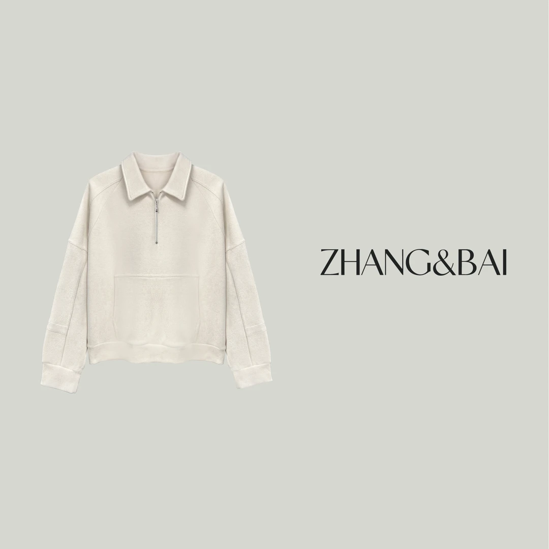 诗妮歌 Vintage【老钱】英式街头休闲半拉链卫衣短款1