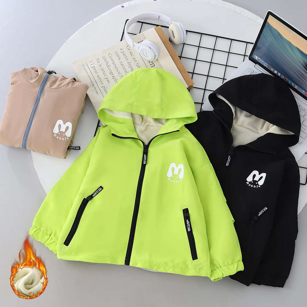 【加绒】2024新款秋冬保暖时尚洋气韩系加绒冲锋衣男女童